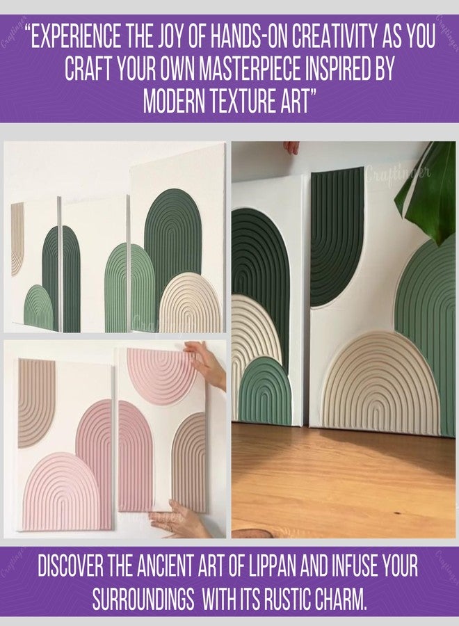 Craftinger مجموعة كرافتينجر لفن التشكيل - قواعد مربعة من خشب MDF مقاس 8 بوصات (مجموعة من 4 قطع)، مكاشط تشكيل، معجون تشكيل 200 غرام، 3 ألوان أكريليك، فرشتا طلاء - فن تشكيلي يمكنك صنعه بنفسك لتزيين المنزل والمشاريع الحرفية - Image 3